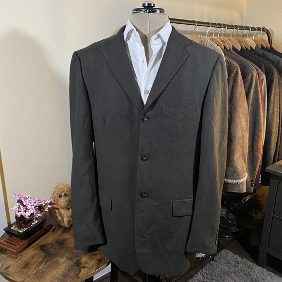 Banana Republic Mens Blazer 42L Brown Solid Wool 3-Button Sport Coat Jacket - Picture 1 of 11